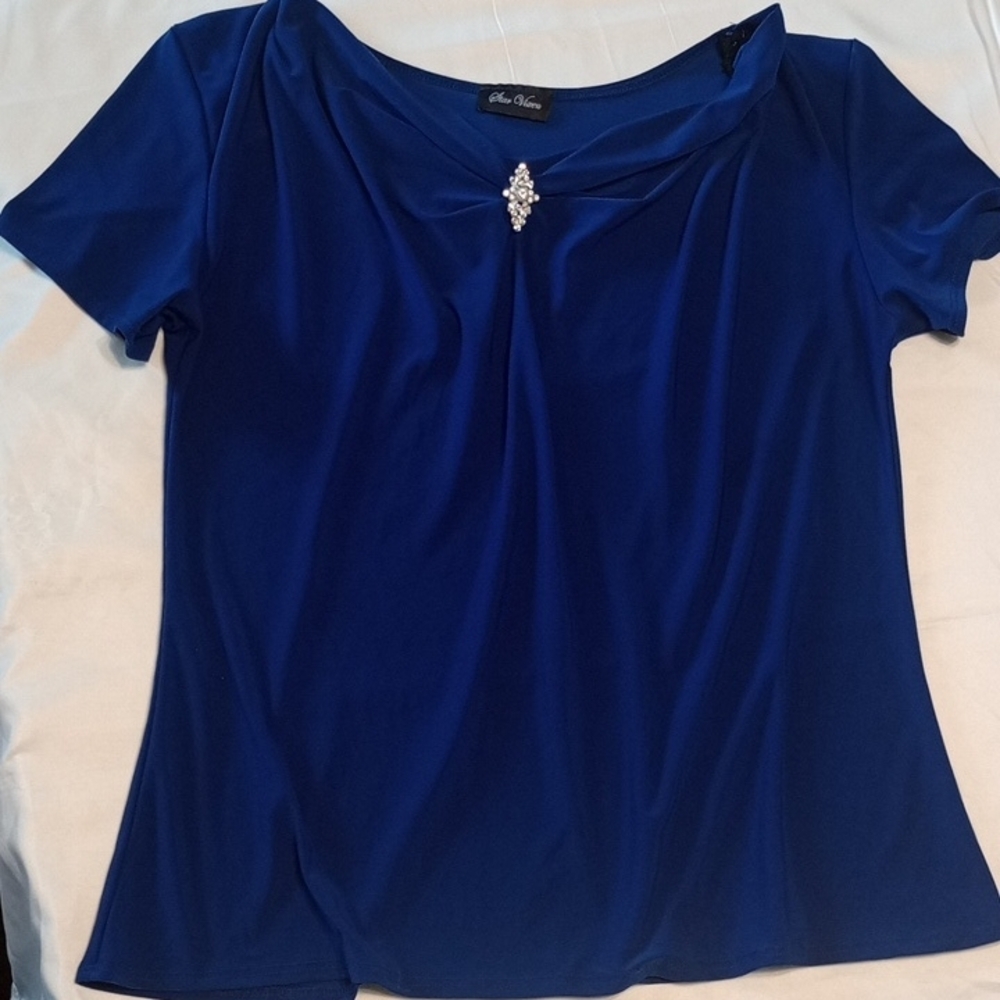 Star Vixen Royal Blue Blouse with Pearl Detail